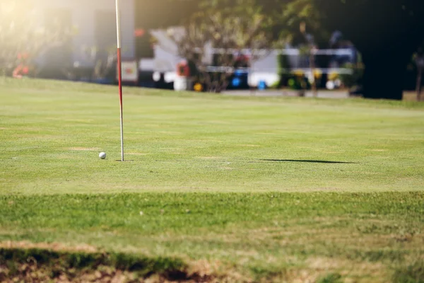 Golfový míček na trávníku, zelená — Stock fotografie