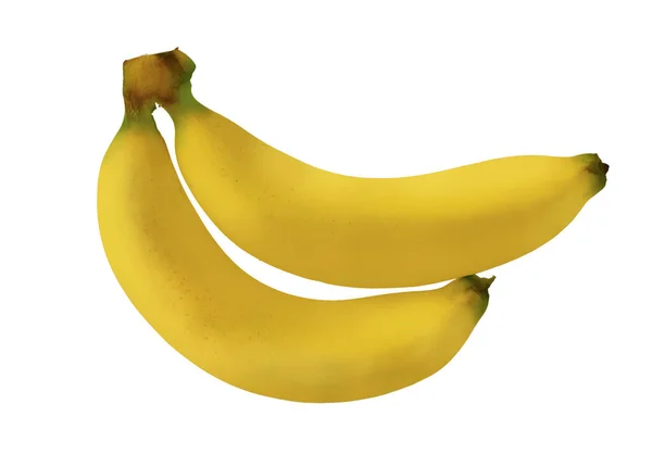 Deux Bananes Isolées Sur Fond Blanc Avec Des Chemins Coupe — Photo