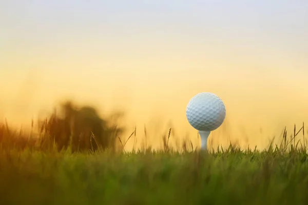 Golfbal Tee Een Prachtige Golfbaan Met Ochtendzon Klaar Voor Golf — Stockfoto