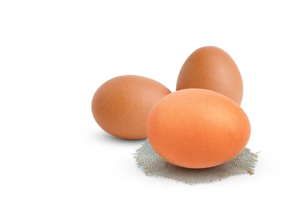 Drie Eieren Geïsoleerd Witte Achtergrond Voor Grafisch Ontwerp Het Voedsel — Stockfoto