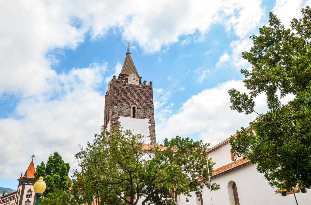 Cathedral of Our Lady of the Assumption in Funchal, Madeira, Portugal. The Roman Catholic church is a major tourist attraction of the Madeiran capital. Tourist destinations