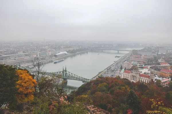 Budapest Ungarn November 2019 Ungarische Hauptstadt Mit Donau Und Freiheitsbrücke — Stockfoto