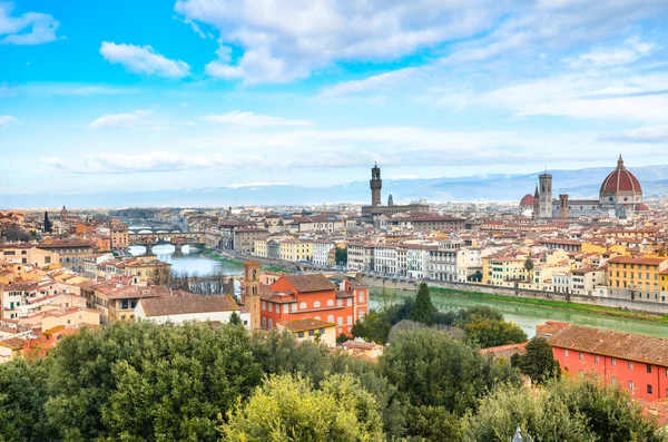 Fantastisk Stadsbild Florens Toscana Italien Historiska Centrum Längs Arno Floden — Stockfoto