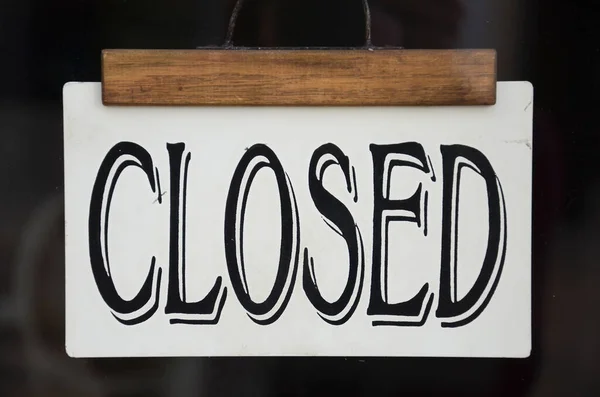 Sign Closed Front Window Store Black Sign Western Style Font — Stock Photo, Image