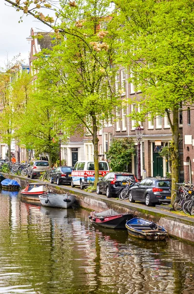 Amsterdam Pays Bas Avril 2019 Petit Bateau Sur Canal Dans — Photo