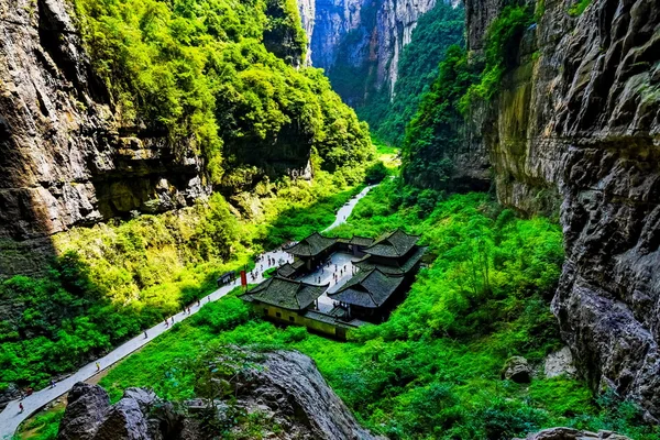 Wulong národní Park, Chongqing, Čína nejznámějším místem údolí v Číně světového dědictví krajiny — Stock fotografie