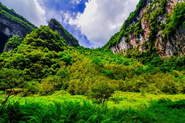 Wulong krasové vápencové skalní útvary v Longshui rokli Difeng, tvoří důležitou součást Wulong kras světového přírodního dědictví. Čína — Stock fotografie