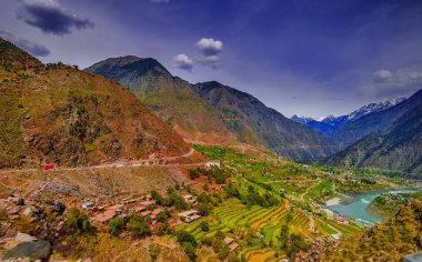 Indus Nehri ve Vadisi, Karakurum, Pakistan için havadan görünümü
