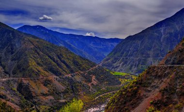 Indus Nehri ve Vadisi, Karakurum, Pakistan için havadan görünümü