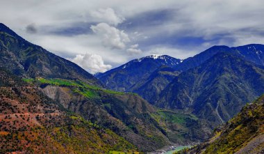 Indus Nehri ve Vadisi, Karakurum, Pakistan için havadan görünümü