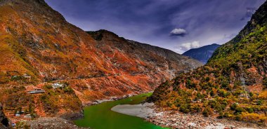 Indus Nehri ve Vadisi, Karakurum, Pakistan için havadan görünümü
