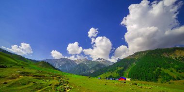 Sonamarg, Jammu ve Kashmir 'in karlı manzaralı güzel dağ manzarası, Hindistan