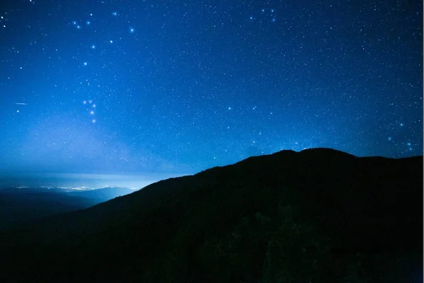 Mountains Night Stars Sky Big Bear Falling Stars Planets Sky — Stockfoto