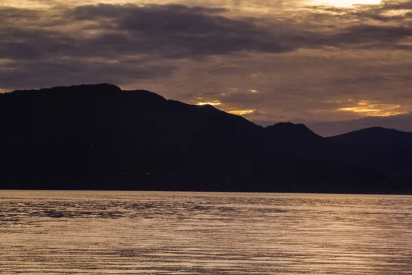 Sunset Sunrise Reflections Lake Toba Samosir Island Indonesia — Stock Photo, Image