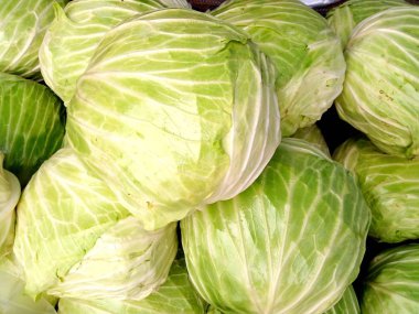 Lahana. Süpermarkette rafta bir sürü lahana tapınağı var. Lahana satışı. Yemek pişirmek. Sebzeler ve vitaminler. Arkaplan