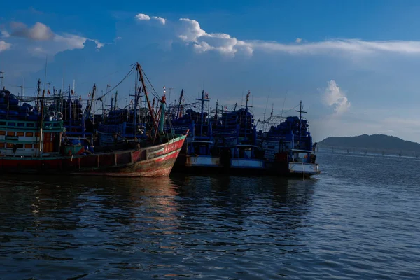 Fishing Boat Songkla Lake Sunset Time — Stock Photo, Image