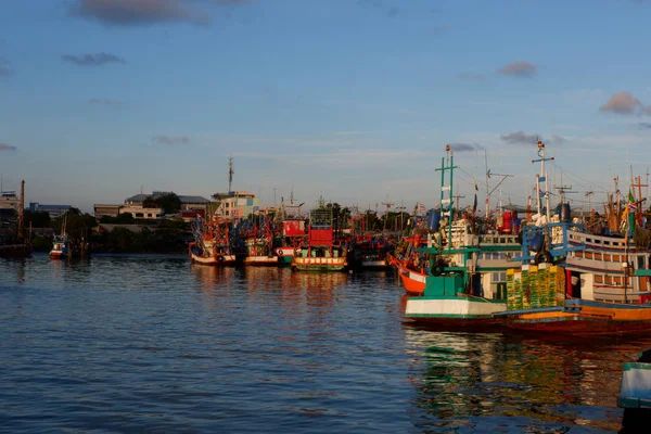 Fischerboot Songkla See Bei Sonnenuntergang — Stockfoto