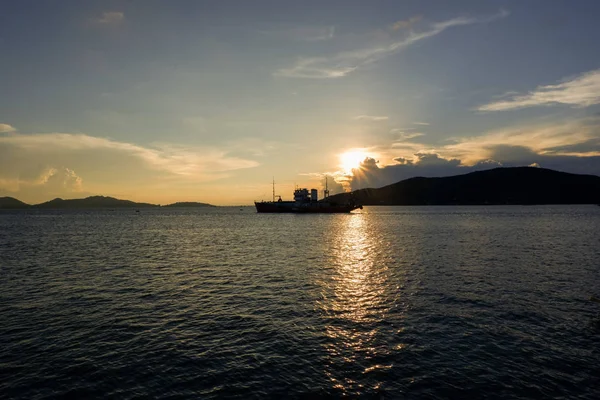 Vissersboot Songkla Lake Bij Zonsondergang Tijd — Stockfoto