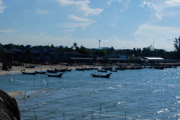 Rybářská Loď Jezeře Songkla Při Západu Slunce Čas — Stock fotografie