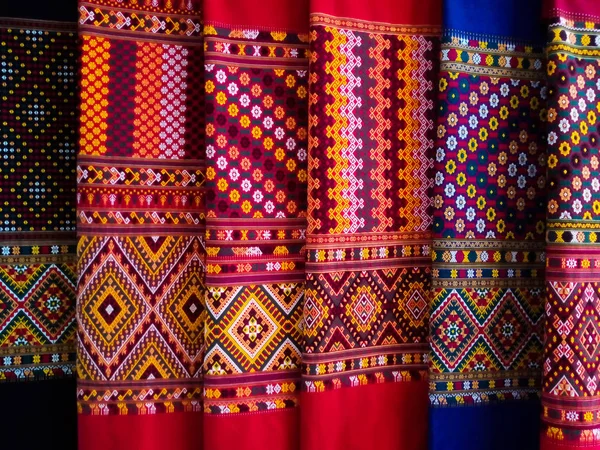 Thai pattern silk fabric, Handmade woven fabrics of Thai silk textile