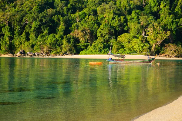 Longtale Boats Beautiful Tropical Sea Beach Surin Island Thailand — Stock Photo, Image