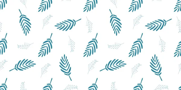 Blaue Blätter auf weißem Hintergrund. zarte nahtlose Muster. Modische Farben des Jahres 2020.. — Stockvektor