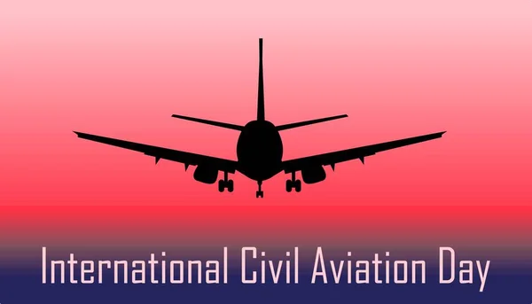 Internationaler Tag der Zivilluftfahrt. Postkarte mit Flugzeug.. — Stockvektor