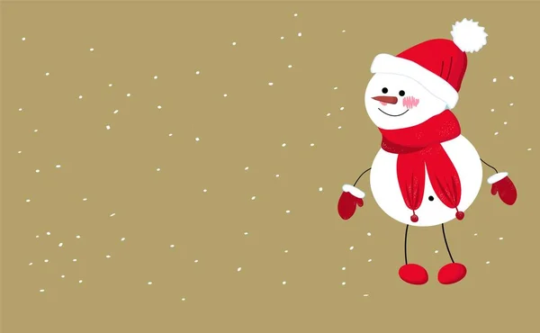 Cute kawaii snowman. place for text. COPY SPACE. Greeting card for new year and christmas. Winter character.. — ストックベクタ