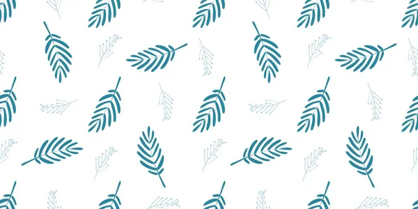Blaue Blätter auf weißem Hintergrund. zarte nahtlose Muster. Modische Farben des Jahres 2020.. — Stockfoto