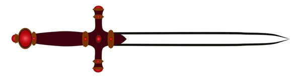 Gryffindor Schwert auf weißem Hintergrund. Die Waffe ist kalt. Griff mit Edelsteinen verziert. Vektorillustration. — Stockvektor