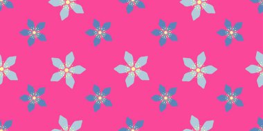 Parlak paskalya deseni ve bahar çiçekleri. Yaz renkleri. Pembe, fuşya ve mavi...