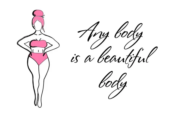 Body positive zone. Horizontal banner or flyer. Header for the web site. Bodypositive concept. Women in swimsuits. The girls are beautiful fat.. — Stock Vector