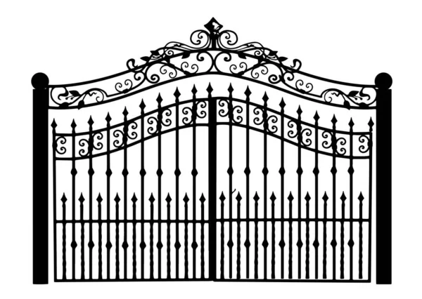 Gates vervalste schets. Artistiek smeden. IJzeren deur ontwerp. Vector illustratie geïsoleerd op witte achtergrond. Buiten. Tuinpoort. — Stockvector