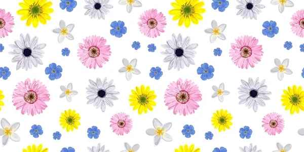 Nahtlose Vektorblumenmuster. Realistische Blumen. Frühling leuchtende Farben. Perfektes Design für Textilien und Packpapier.. — Stockvektor