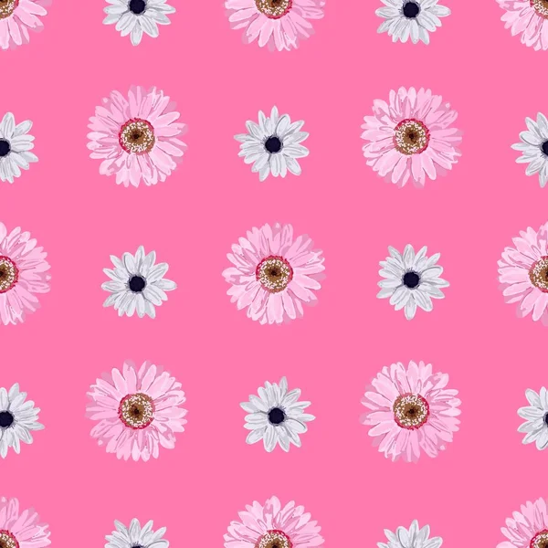 Nahtlose Vektorblumenmuster. Realistische Blumen. Frühling leuchtende Farben. rosa. perfektes Textil- und Packpapier-Design. Gerbera, Anemone, Leinen.. — Stockvektor