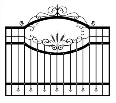 Gates forged sketch. Artistic forging. Iron door design. Vector illustration isolated on white background. Exterior. Garden gate.. clipart