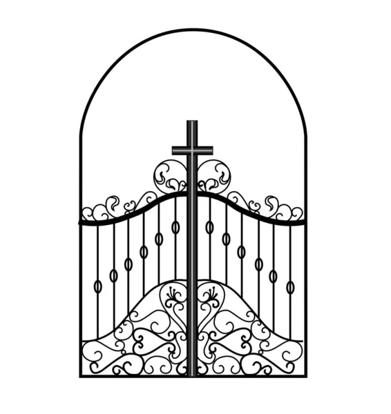 Gates forged sketch. Artistic forging. Iron door design. Vector illustration isolated on white background. Exterior. Garden gate. — Stock Illustration Gates forged sketch. Artistic forging. Iron door design. Vector illustration isolated on white background. Exterior. Garden gate. Royalty Free Stock Vectors
