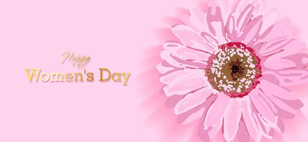 8 de marzo tarjeta de felicitación floral rosa. Día Internacional de la Mujer Feliz. fondo con flores. Flores de cerezo diseño romántico. Plantilla de diseño de moda. Ilustración vectorial . — Vector de stock