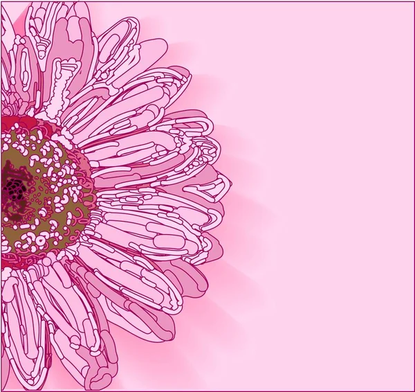 Fondo rosa con una flor. Pega el texto. Plantilla para invitaciones, tarjetas y promociones. Diseño de primavera .. — Vector de stock