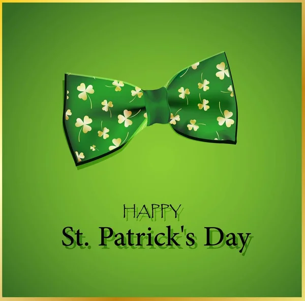 Joyeux St Patrick lettres d'or sur un fond vert avec des trèfles. Belle illustration vectorielle pour le modèle de bannière d'affiche de carte de voeux .. — Image vectorielle