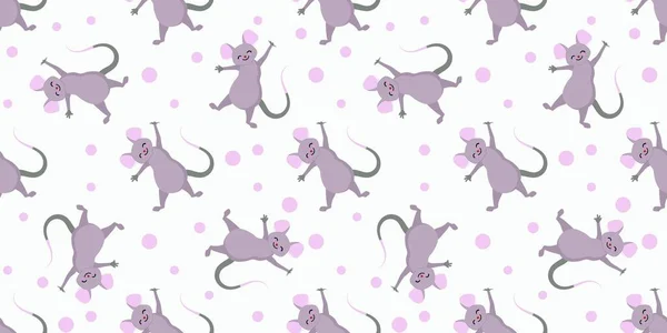 Christmas pattern. YEAR OF RAT. The mice are cute funny. CHILDREN'S TEXTILES. SYMBOL OF THE YEAR. 2020.. — Stock Photo, Image