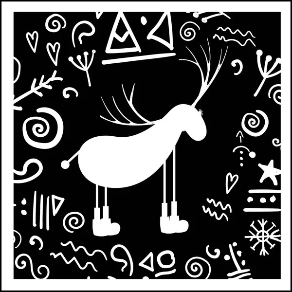Scandinavian deer. Printing on a t-shirt. Logo. Reindeer. CUTE CHARACTER. Folklore style.. — Stock Photo, Image