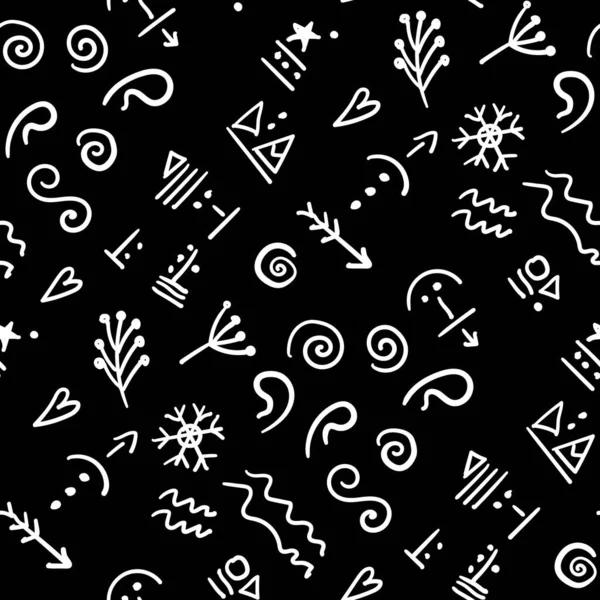 Patrón sin costuras con runas antiguas sobre un fondo negro. ilustración para el papel de envolver, fondo para su diseño .. — Foto de Stock