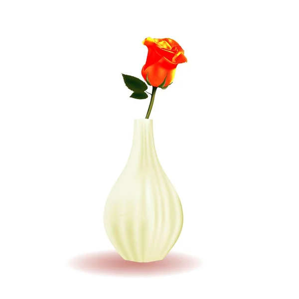 Branche d'une rose dans un vase isolé sur un fond blanc. Une fleur. Gris .. — Image vectorielle