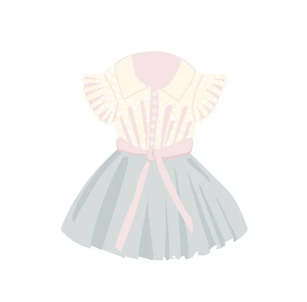 El vestido de los niños es hermoso. Tul y encaje. Viste ropa de fiesta para las niñas. Traje de princesa. Melocotón y rosa. Ilustración vectorial aislada sobre fondo blanco .. — Archivo Imágenes Vectoriales