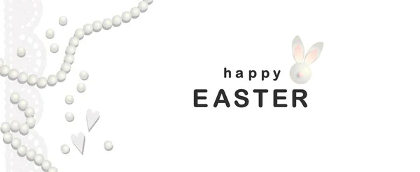 Easter banner. Elegant design of holiday discounts. Garland of lace. Rabbit. Inscription. Stains. illustration. Happy easter. Shabby chic style. retro. White.