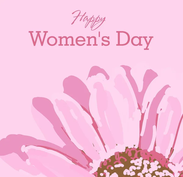 Internationale Vrouwendag. wenskaart, poster of flyer met de inscriptie. Roze originele bloem. Fijne voorjaarsvakantie voor vrouwen en feestdagen.. — Stockfoto
