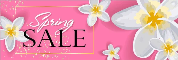 Spring Sale Horizontal Banner, encabezado para el sitio web, tienda en línea. Venta Cartel, Venta Folleto, Venta. descuento, ilustración .. — Foto de Stock