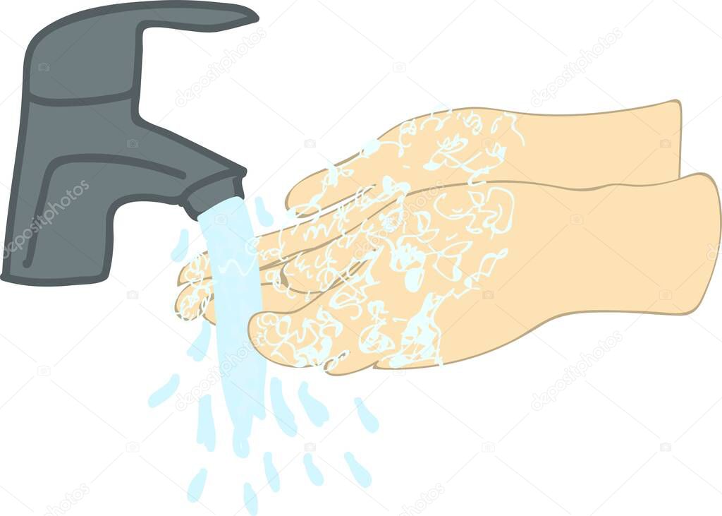 hand washing. Vector illustration isolated on a white background. CoVID-19 Virus outbreak spread.