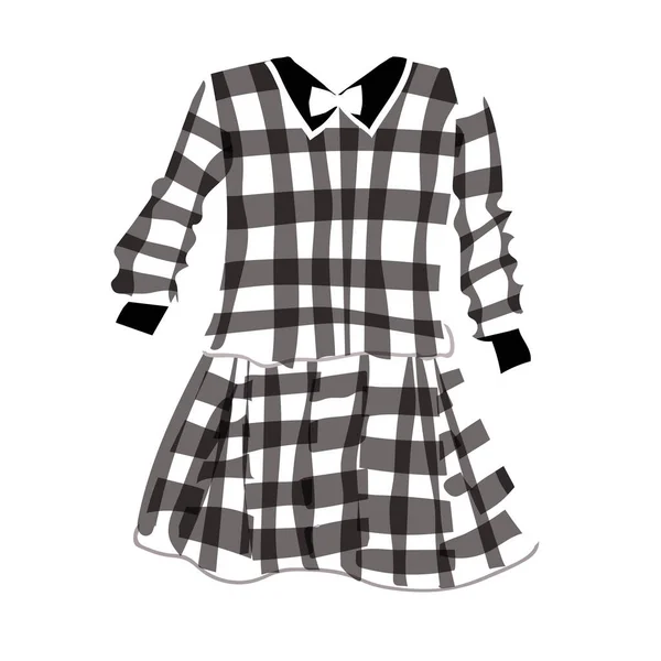 Patrón Vestir Moda Para Niñas Vestido Cuadros Plaid Traje Bebé — Archivo Imágenes Vectoriales